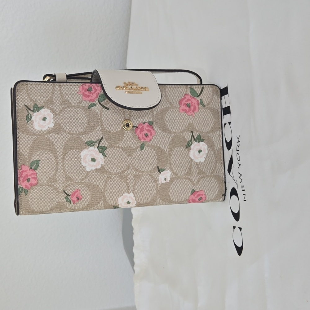 Phone Wallet In Signature Canvas With Floral Print